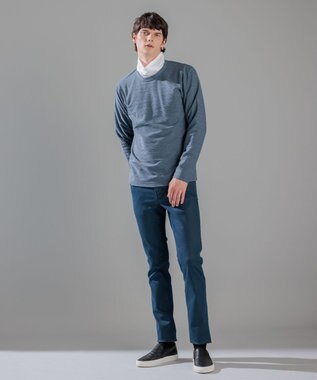 JOSEPH HOMME メランジリップル　クルーネックカットソー ダルブルー系