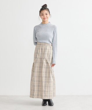 earth music&ecology レーシーハイネックリブプルオーバー Gray Mixture