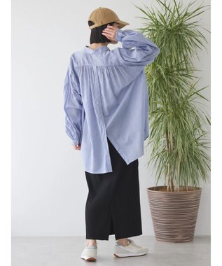 AMERICAN HOLIC カルゼギャザーシャツチュニック Stripe Navy