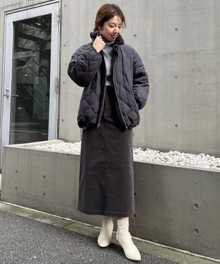 UNFILO ストレッチコーデュロイ Iラインスカート チャコール