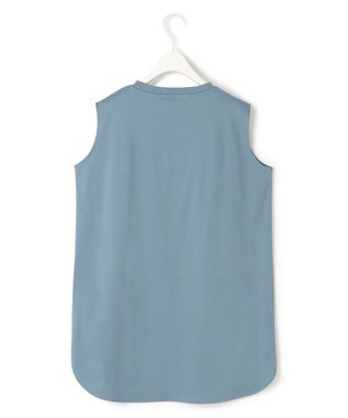 ICB L 【接触冷感・洗える】コンパクトスムース ノースリーブTシャツ ダルブルー系