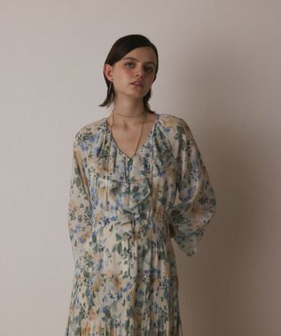 GRACE CONTINENTAL フラワープリントカフタンドレス キナリ