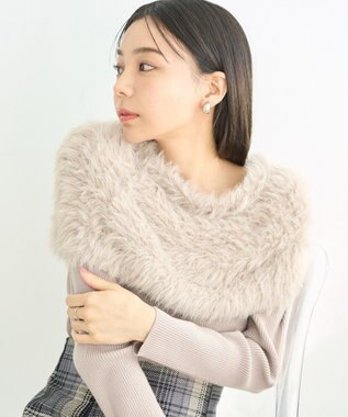 earth music&ecology ＳＥＴ２点ケープ＋リブニットプルオーバー Beige
