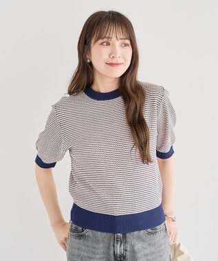 Green Parks ・ｓｗｉｎｇ　ｂｙ　マルチカラージャカードニット Pink