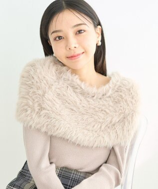 earth music&ecology ＳＥＴ２点ケープ＋リブニットプルオーバー Beige