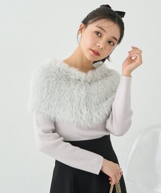 earth music&ecology ＳＥＴ２点ケープ＋リブニットプルオーバー Light Gray