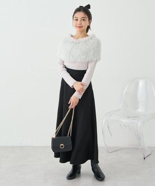 earth music&ecology ＳＥＴ２点ケープ＋リブニットプルオーバー Light Gray