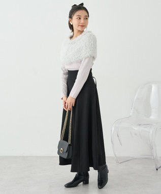 earth music&ecology ＳＥＴ２点ケープ＋リブニットプルオーバー Light Gray