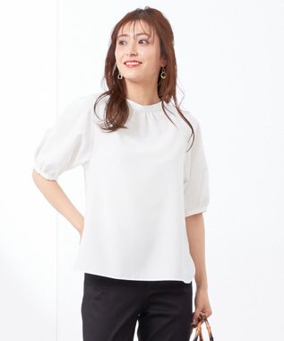  【洗える】レースパーツタックスリーブ ブラウス