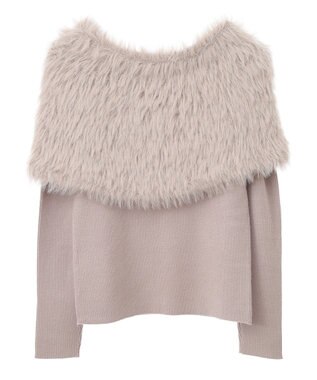 earth music&ecology ＳＥＴ２点ケープ＋リブニットプルオーバー Beige