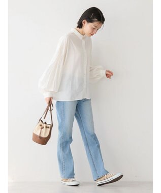 AMERICAN HOLIC ＵＶカット／接触冷感ギャザースリーブブラウス　 Off White