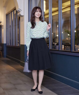 Tiaclasse 【洗える】2WAY花柄ブラウス ミント