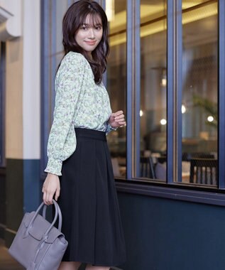 Tiaclasse 【洗える】2WAY花柄ブラウス ミント