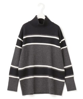 ICB 【洗える】 ソフトカシミヤミックス ハイネック柄ニット グレー系1