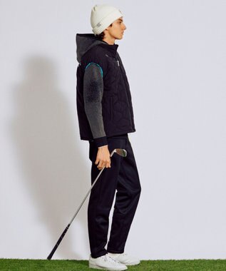 PW CIRCULUS 【撥水加工 / ストレッチ】【MEN】キルティング中綿ベスト ゴルフ ブラック系