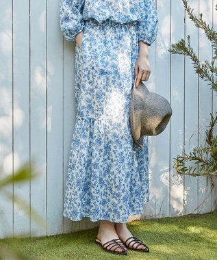 23区 【SLOW/一部店舗限定】ボタニカルプリント スカート ブルー系5
