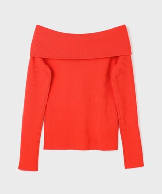 GRACE CONTINENTAL オフショルリブニットトップ レッド