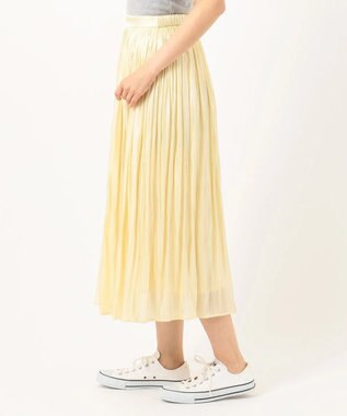 ANY L 【洗える】シャイニーサテン スカート ライトイエロー系