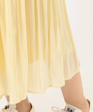 ANY L 【洗える】シャイニーサテン スカート ライトイエロー系