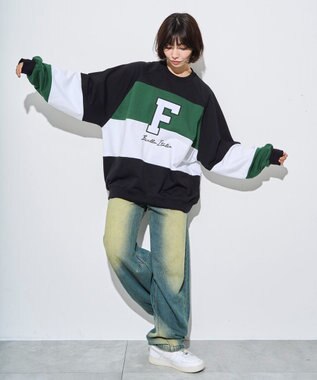 WEGO 【ユニセックス着用ITEM】別注FILAパネル切替プルオーバー グリーンその他