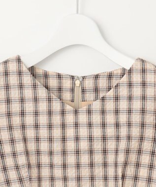 Feroux 【洗える】サッカーチェック ワンピース ベージュ系1