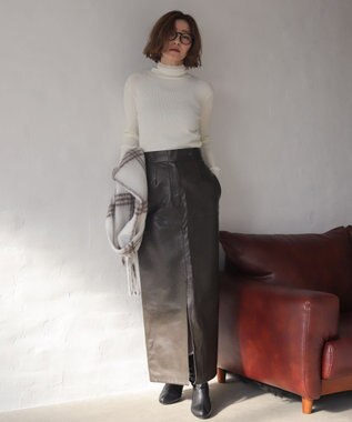 WEGO 【2025年秋冬新作】リブタートルニット ホワイト