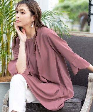 Tiaclasse L 【洗える】花びらスリーブチュニック モーヴピンク