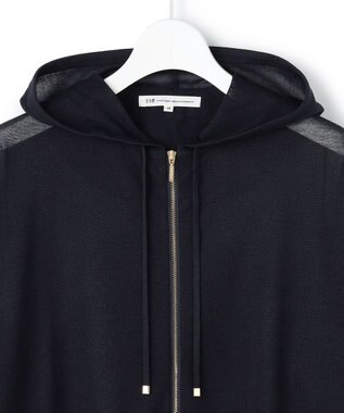 23区 【先行予約】シャイニーシアーニット ジップアップ パーカー ネイビー系