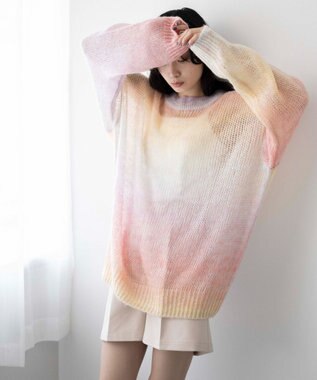 WEGO グラデーションメッシュニット 柄1