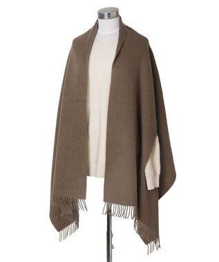 MOONBAT MACKINTOSH PHILOSOPHY ウール100%超大判無地ポンチョストール/幅70cm ブラウン