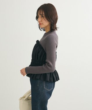 Green Parks ・ｓｗｉｎｇ　ｂｙ　ビスチェレイヤーハイネックニット Charcoal Gray