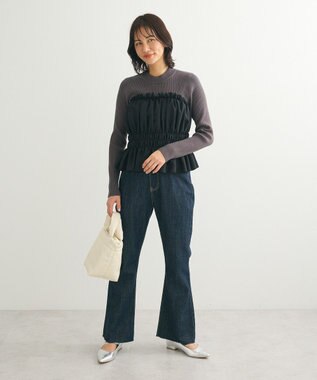 Green Parks ・ｓｗｉｎｇ　ｂｙ　ビスチェレイヤーハイネックニット Charcoal Gray