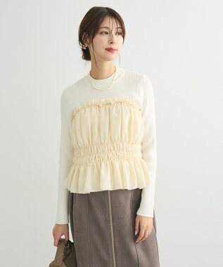 Green Parks ・ｓｗｉｎｇ　ｂｙ　ビスチェレイヤーハイネックニット Off White