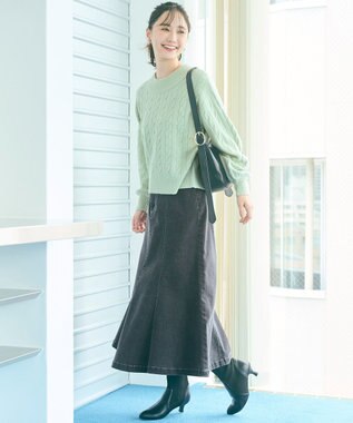 ANY SIS 【洗える】ケーブルAir ニット ミント