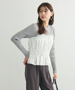 Green Parks ・ｓｗｉｎｇ　ｂｙ　ビスチェレイヤーハイネックニット Gray Mixture