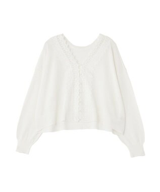 earth music&ecology 【2WAY】レーストリムシアーニットカーディガン Ivory