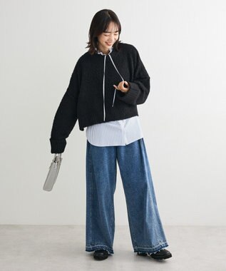 Green Parks ・Ｐｅｔｉｔ　Ｆｌｅｕｒ　ブークレワイドニット Black