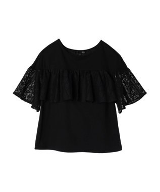 Green Parks ・ＳＵＧＡＲ　ＳＰＯＯＮ　レースフリルプルオーバー Black