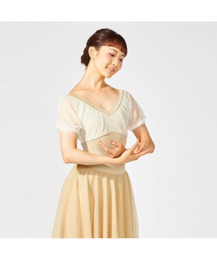 Chacott ドレープスリーブレオタード サンド