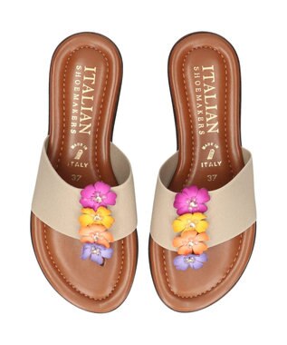 INTER-CHAUSSURES 【ITALIAN SHOEMAKERS】センターフラワートングサンダル ベージュ