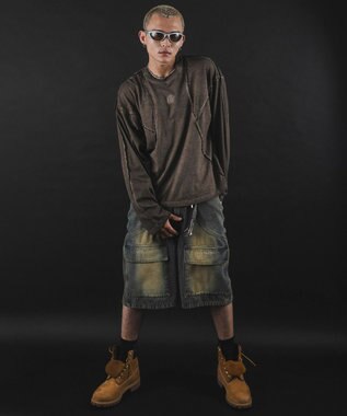 WEGO 【ユニセックス着用ITEM】MA55IVE　コールドダイスウィッチングロゴT（LS） ブラウン