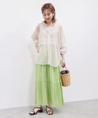 AMERICAN HOLIC ボイルクリンクルティアードスカート Pistachio