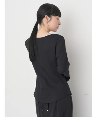 earth music&ecology パールヘンリーリブプルオーバー Black