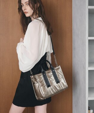 TOPKAPI 【TREASURE TOPKAPI】メタリック パデット ショルダー付 トートバッグ ブロンズ