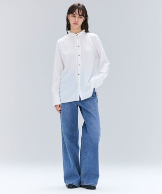 BEIGE， 【洗える】STOW / フリルタイブラウス Ecru