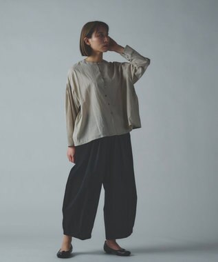 muuc コットンローン長袖ブラウス グレーベージュ