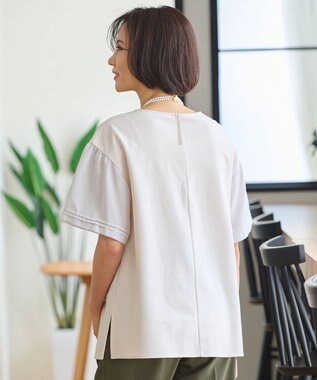 自由区 【WEB限定カラーあり】【UVカット・吸水速乾・洗える】ツイストプレーンラッフルスリーブ カットソー シャンパンベージュ