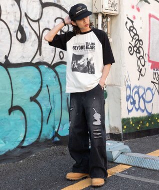 WEGO 【ユニセックス着用ITEM/MLサイズ展開】ヴィンテージライクラグラングラフィックT（SS） ブラックその他