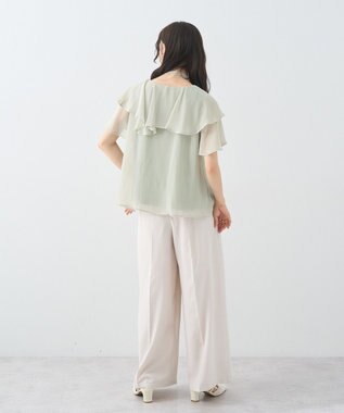 earth music&ecology チョーカー付き楊柳ラッフルブラウス Light Green