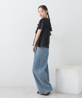 earth music&ecology チョーカー付き楊柳ラッフルブラウス Black